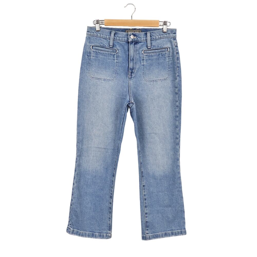 J. Crew Point Sur Kickout Crop Jean Light River Wash Front Patch Pockets Size 28
